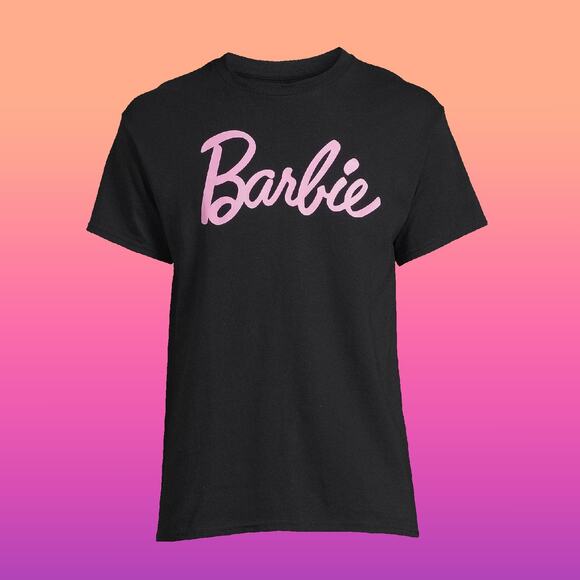Barbie Black & Pink Men or Womens Logo Graphic Tee with Short Sleeves Size 3XL - Picture 2 of 6